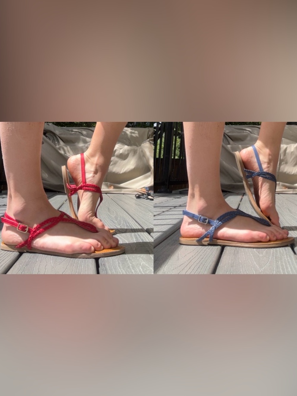 American Rag Two-Pair Strappy Flat Sandals in Red and Blue